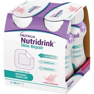 Nutridrink Skin Repair o smaku truskawkowym 4 butelki po 200 ml