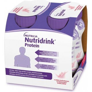 Nutridrink Protein o smaku truskawkowym 4 butelki po 125 ml
