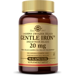 SOLGAR Gentle Iron (diglicynian żelaza) 20 mg 90 kapsułek