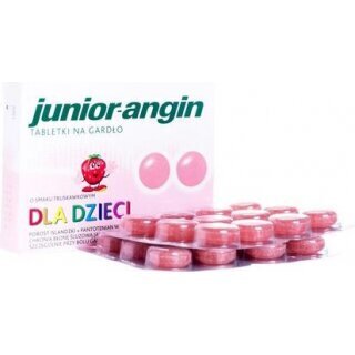 Junior-angin na gardło dla dzieci smak truskawkowy 24 tabletki do ssania
