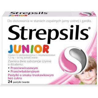 Strepsils Junior smak truskawkowy 24 pastylki do ssania