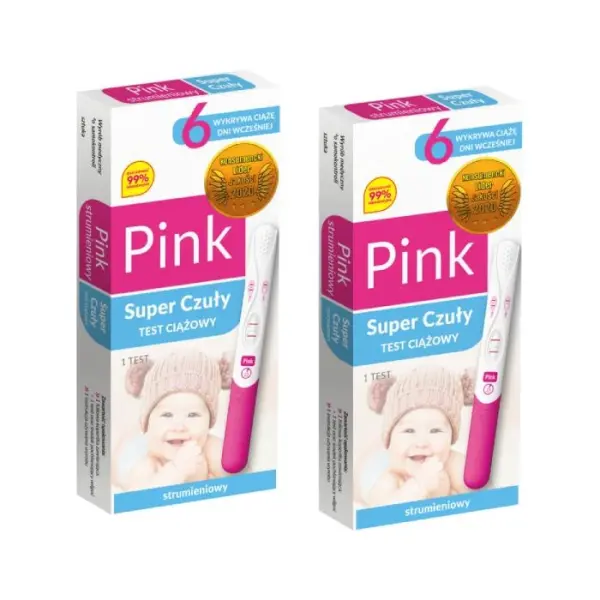 2 x Test ciążowy Pink Strumieniowy Super Czuły 1 sztuka