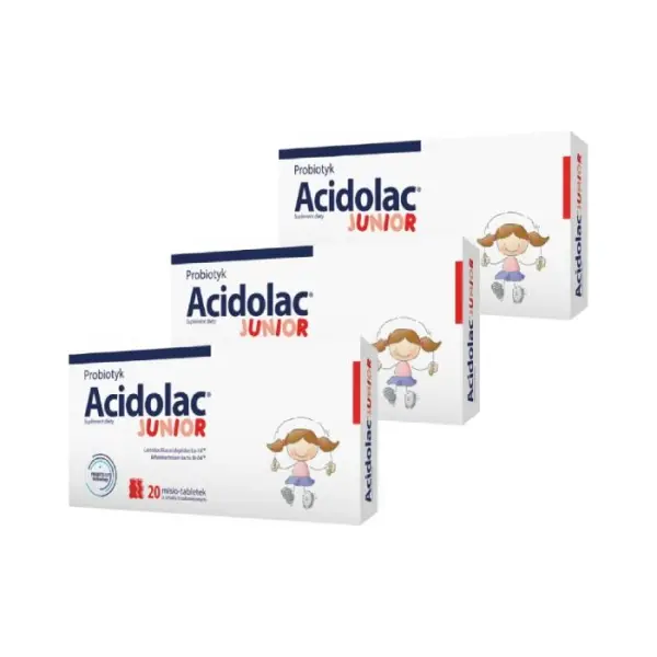 3 x Acidolac Junior o smaku truskawkowym 20 misiotabletek