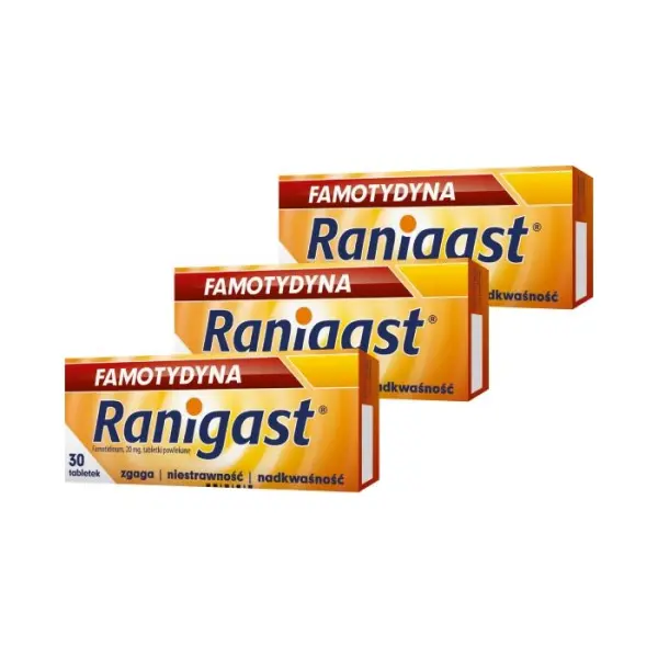 3 x Famotydyna Ranigast 20mg, 30 tabletek powlekanych
