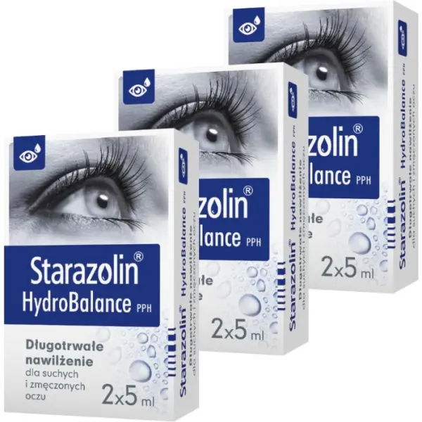 3 x STARAZOLIN HydroBalance PPH, krople do oczu, 2 x 5 ml