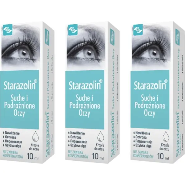 3 x Starazolin Suche i Podrażnione Oczy krople 10 ml