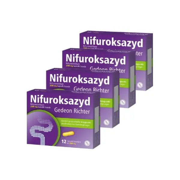 4 x Nifuroksazyd 200 mg 12 kapsułek