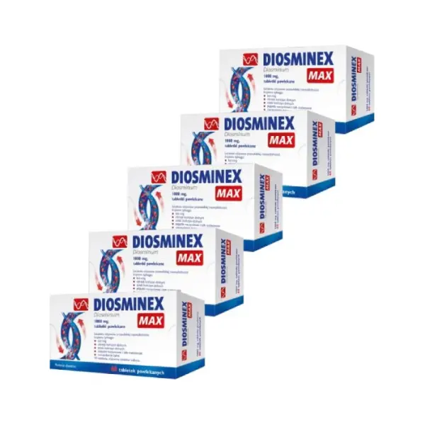 5 x Diosminex Max 1000mg 60 tabletek