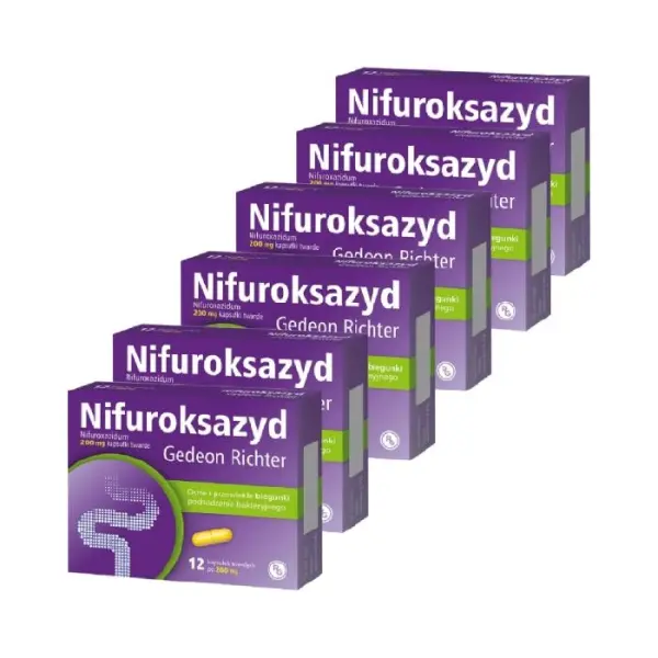 6 x Nifuroksazyd 200 mg 12 kapsułek