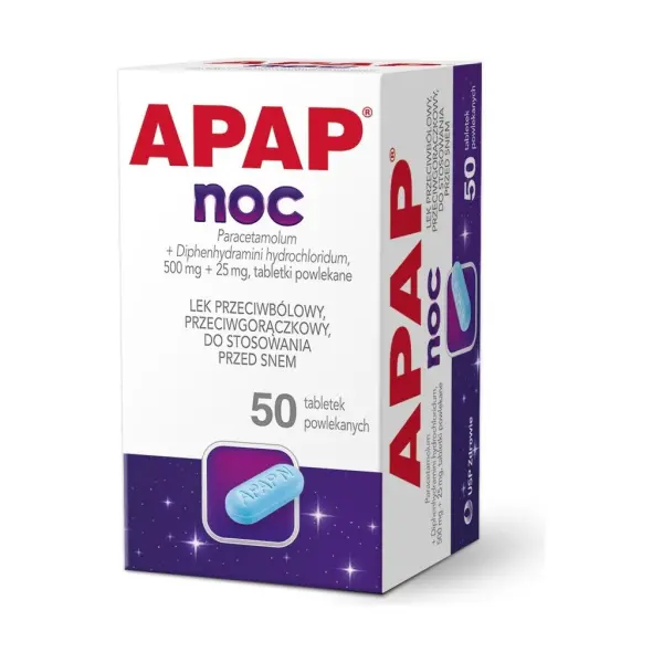 Apap Noc 500mg+25mg 50 tabletek
