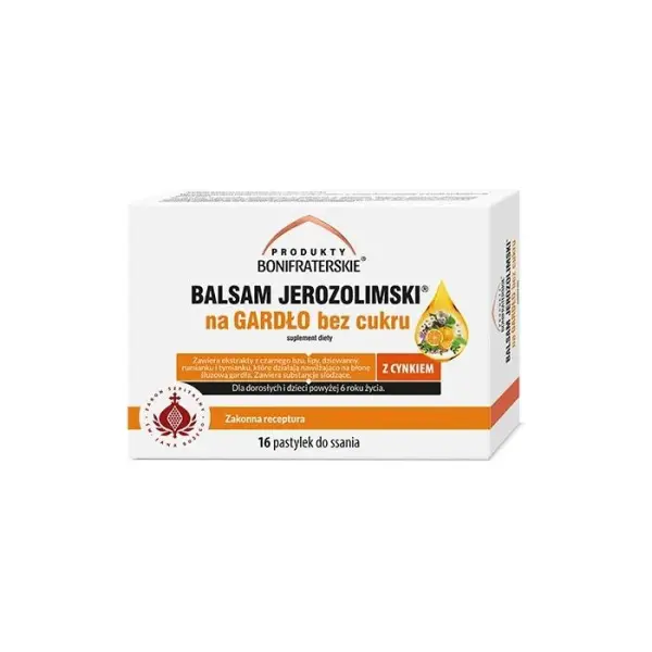 Balsam Jerozolimski na gardło bez cukru, 16 pastylek