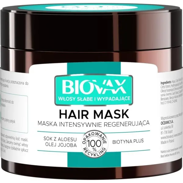 BIOVAX Maseczka do włosów słabych ze skłonnością do wypadania, 250 ml