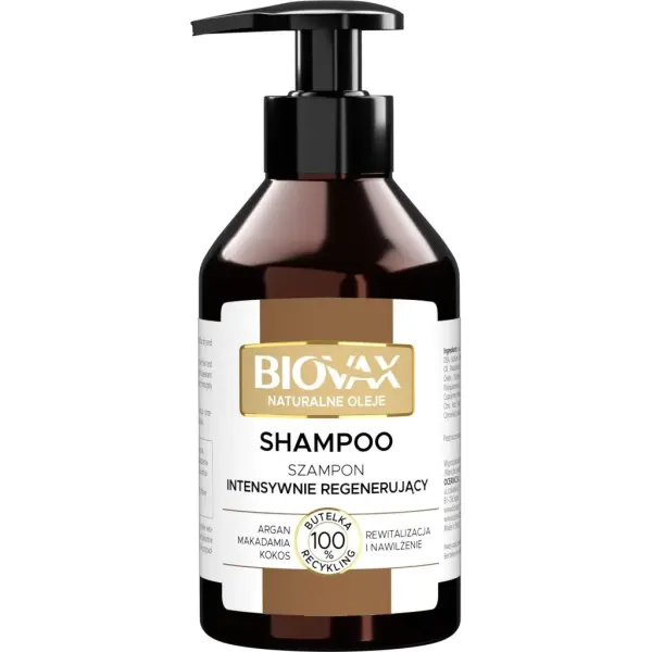 BIOVAX Szampon Intensywnie regenerujący Naturalne Oleje Argan, Makadamia, kokos, 200 ml