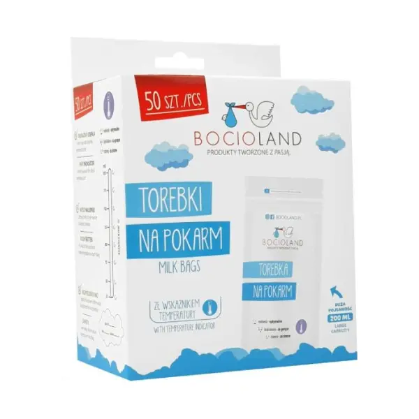 BOCIOLAND Woreczki na mleko 200ml, 50 sztuk