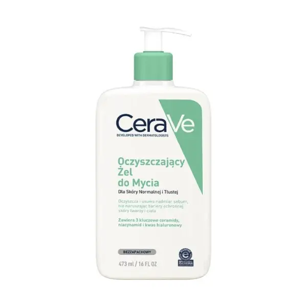 CERAVE Oczyszczający żel do mycia dla skóry normalnej i tłustej, 473 ml