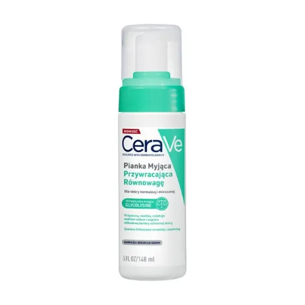CERAVE Pianka myjąca przywracająca równowagę dla skóry normalnej i mieszanej, 148 ml