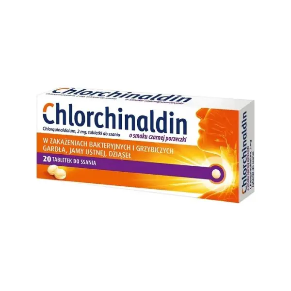 CHLORCHINALDIN o smaku czarnej porzeczki, 20 tabletek