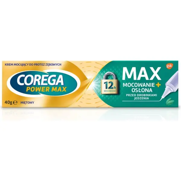 Corega Max Mocowanie+Osłona Miętowy Krem do protez 40g