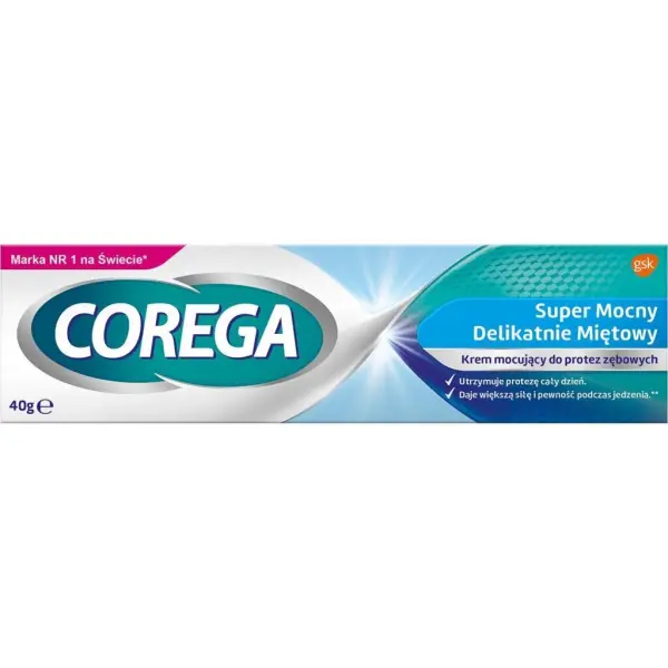 Corega Super Mocny delikatnie miętowy krem mocujący do protez 40g