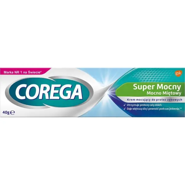 Corega Super Mocny Mocno Miętowy Krem mocujący do protez 40g