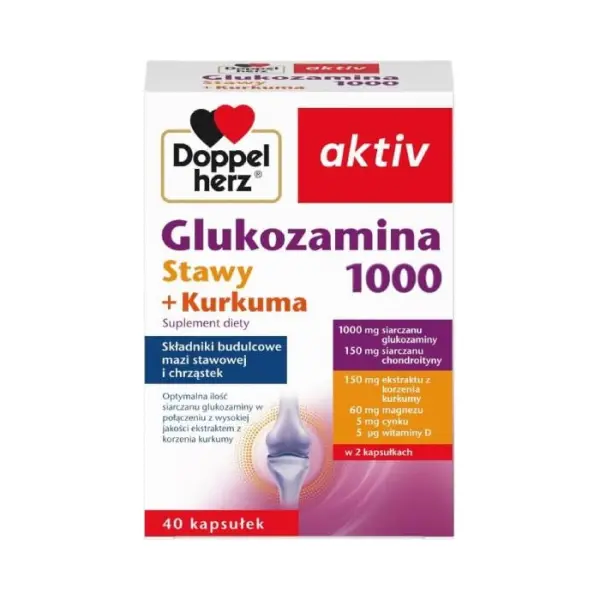 DOPPELHERZ AKTIV Glukozamina 1000 Stawy + Kurkuma, na stawy, 40 kapsułek