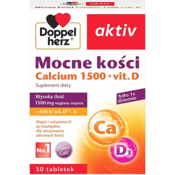 DOPPELHERZ AKTIV Mocne Kości Calcium 1500+ witamina D, 30 tabletek