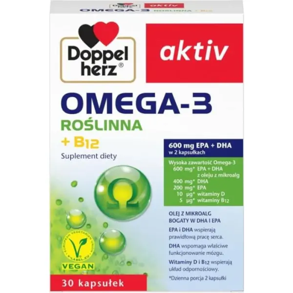 DOPPELHERZ AKTIV Omega 3 Roślinna, 30 kapsułek