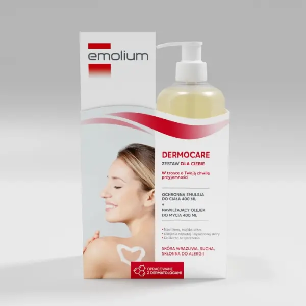 EMOLIUM DERMOCARE Zestaw Emulsja do ciała 400ml + Olejek do mycia 400 ml