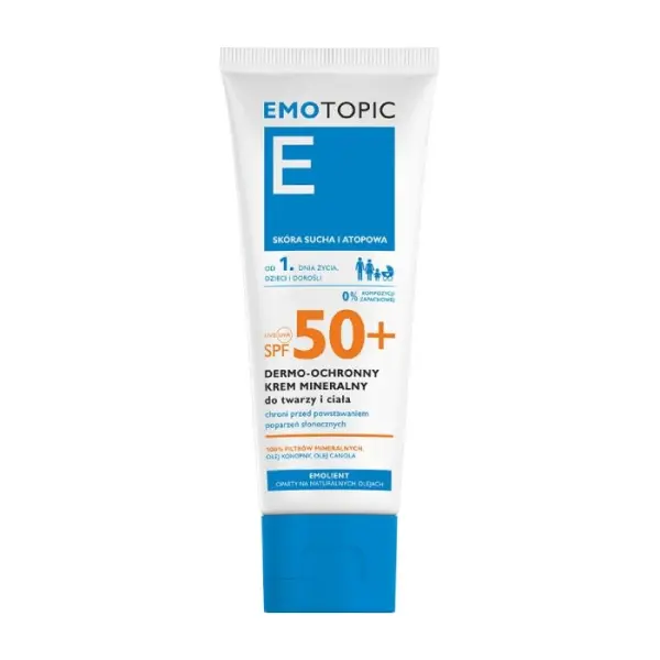 EMOTOPIC Krem do twarzy i ciała dermo ochronny mineralny SPF 50+ od 1. dnia życia, 75 ml
