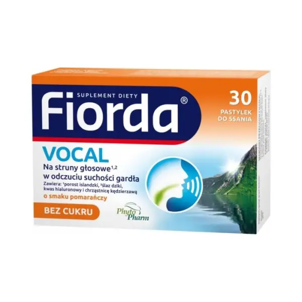 FIORDA Vocal o smaku pomarańczowym, 30 pastylek do ssania