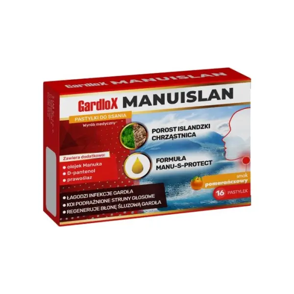 GARDLOX Manuislan o smaku pomarańczowym, 16 pastylek