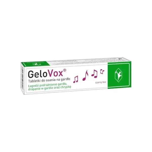 GELOVOX Czarny bez na gardło, 20 tabletek do ssania