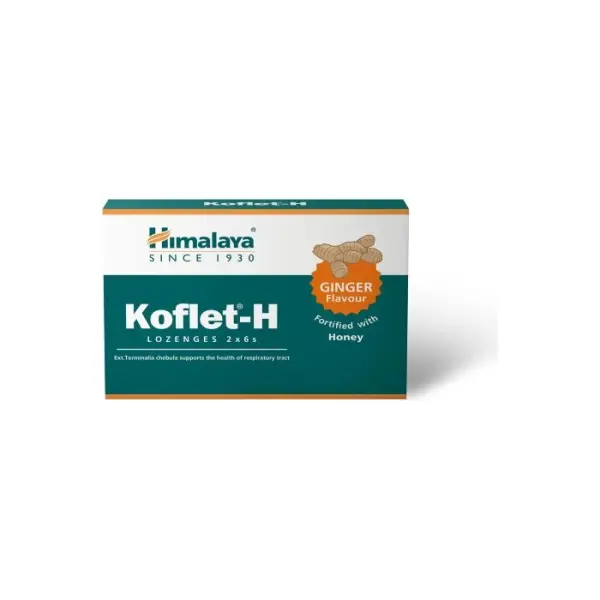 HIMALAYA KOFLET-H smak imbirowy pastylki do ssania, 12 sztuk