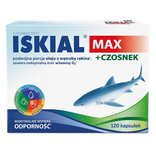 Iskial Max+Czosnek Olej z rekina 120 kapsułek