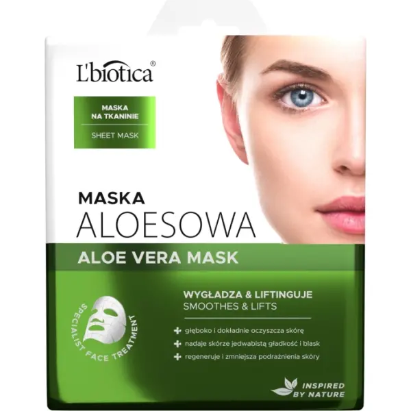 L'BIOTICA Maska aloesowa na tkaninie oczyszcza i regeneruje 23 ml