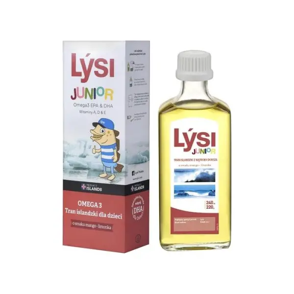 LYSI Tran Islandzki dla dzieci o smaku mango-limonka, 240ml