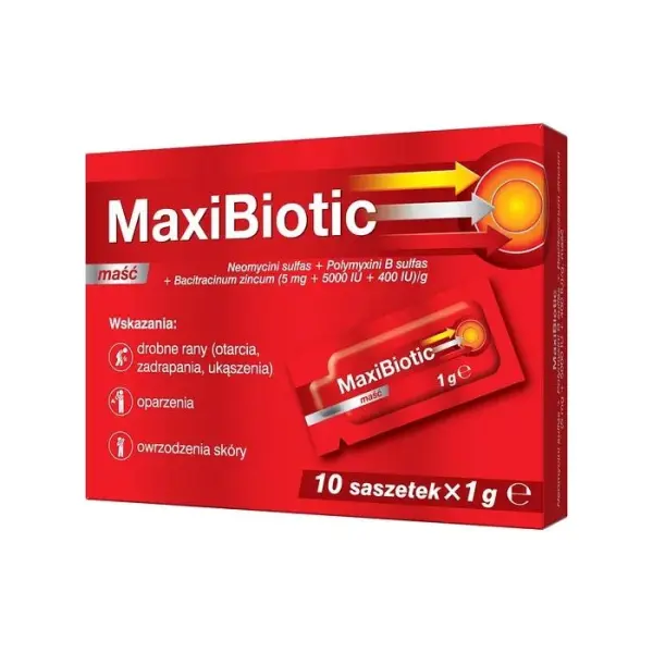 MAXIBIOTIC Maść na drobne rany i otarcia, 10 saszetek