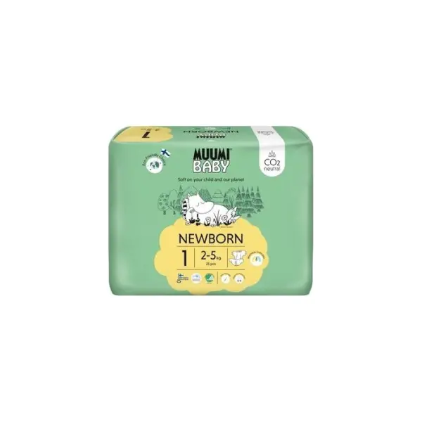 MUUMI Pieluszki 1 - ekologiczne NEWBORN 2-5 kg 25 sztuk