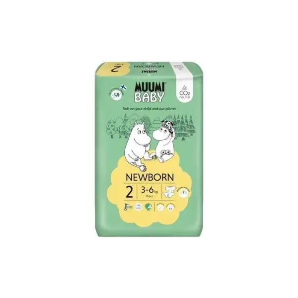 MUUMI Pieluszki 2 - ekologiczne MINI 3-6 kg 58 sztuk