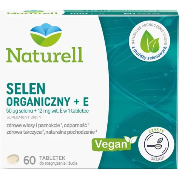 NATURELL Selen Organiczny + E 60 tabletek do ssania