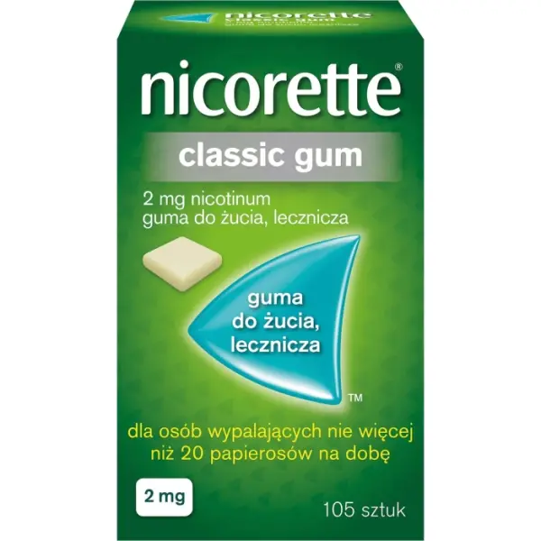 NICORETTE CLASSIC GUM 2 mg, gumy do żucia, 105 sztuk