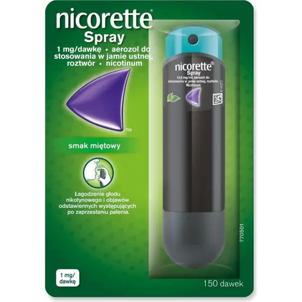 NICORETTE SPRAY aerozol do stosowania w jamie ustnej 1mg/dawkę, 150 dawek
