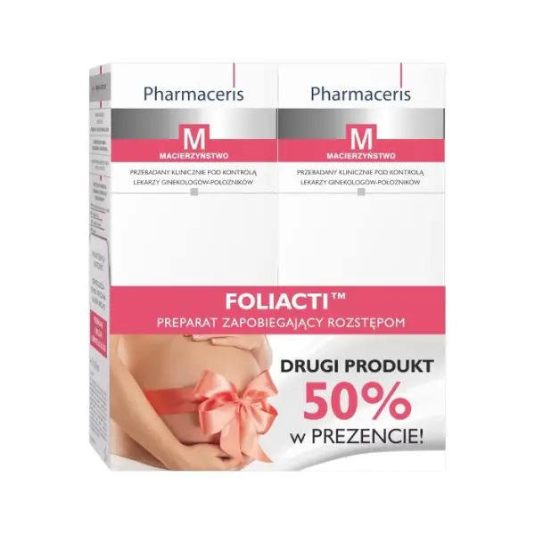 PHARMACERIS M Foliacti Krem przeciw rozstępom, 150 ml + 150 ml