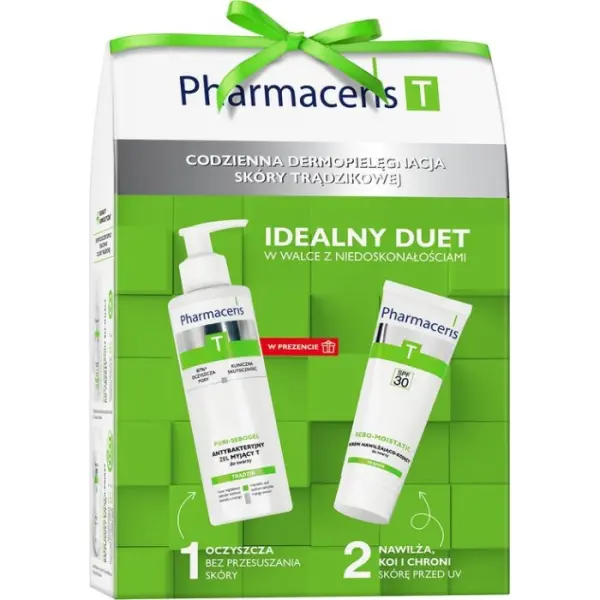 PHARMACERIS T Zestaw Sebo-moistatic krem + Puri Sebogel, 50 ml + 80 ml