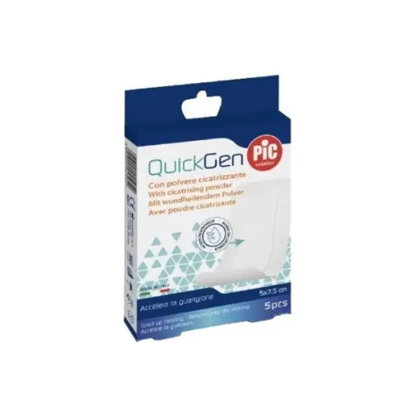 PIC QuickGen Plaster z gazą nasączaną kwasem hialuronowym 5 cm x 7,5 cm 5 sztuk