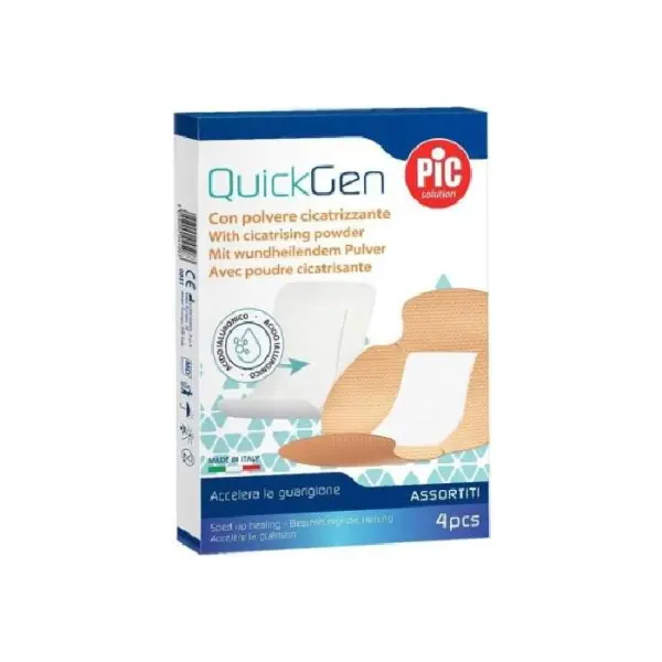 PIC QuickGen Plaster z gazą nasączaną kwasem hialuronowym mix plastrów 4 sztuki
