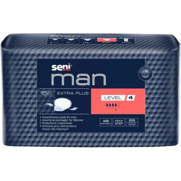 Pieluchy anatomiczne SENI MAN EXTRA PLUS Level 4 15 sztuk