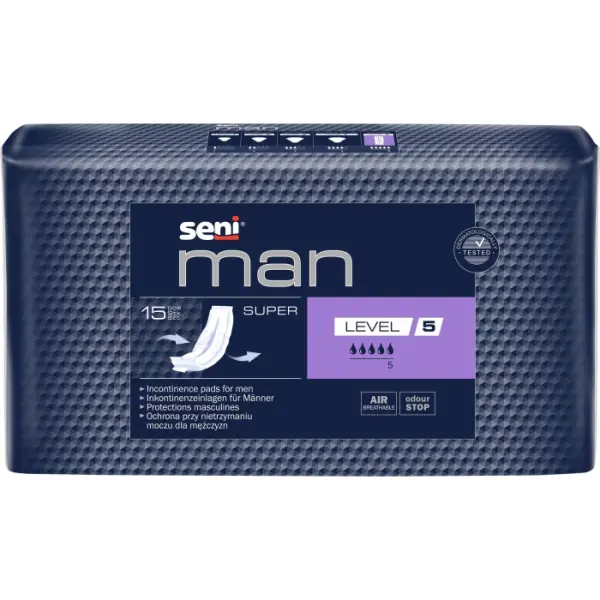 Pieluchy anatomiczne SENI MAN SUPER Level 5 15 sztuk
