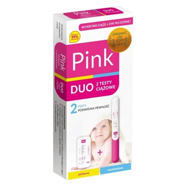 PINK DUO 2 Testy ciążowe płytkowy + strumieniowy