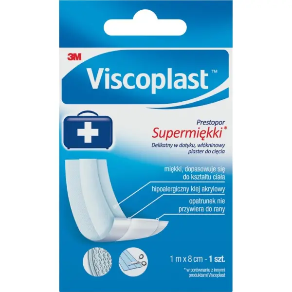 Plaster VISCOPLAST PRESTOPOR Supermiękki 1m x 8cm 1 sztuka